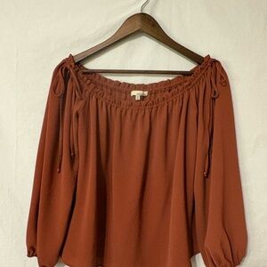 June & Hudson Terracotta Off-Shoulder Blouse